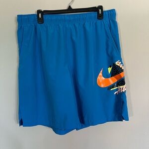 Nike Dri-FIT Blue Shorts with Orange Accents